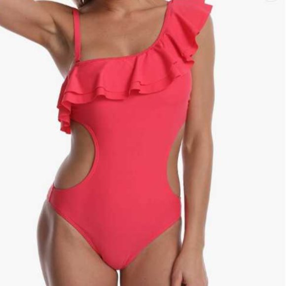 Army Green Ruffle One Piece Solid Ruched Scoop Neckline Backless Classic Monokini main image 1